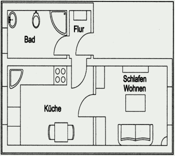 Ferienwohnung klein - Grundriss